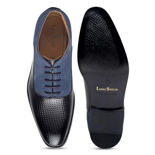 Image of LOUIS STITCH Men's Handcrafted Formal Derby Shoes Italian Leather Lace Up Shoes for Men (EUDTSU)