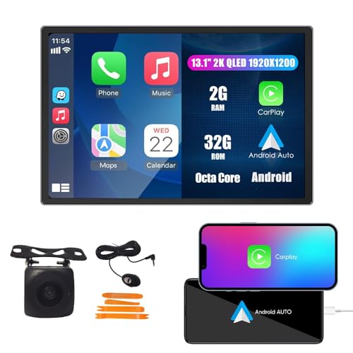 Wostoke Car CarPlay Android Auto Navigation Stereo GPS Radio Reverse Camera Display 13.1" QLED Touchscreen Headunit Tablet Pad Media Player for Kia Rio 2017-2020, if Applicable Octa Core 2G+32G