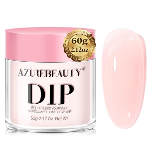 AZUREBEAUTY Translucent Dip Powder - Jelly Baby Pink Color 2Oz/56g, Sheer Rose Pink Neutral Semi-transparent Clear Dipping Powder Crystal French Nail Art Starter Manicure Salon DIY Home Gift