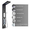 ELLO&ALLO LED Shower Panel Tower System, Rainfall and Mist Head Rain Massage Stainless Steel Shower Fixtures with Adjustable Body Jets, Black