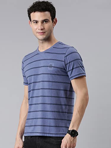 Image of F A S O Men's T-Shirt - Super Soft Combed Cotton Rich Fabric Sporty Striped Design Customized Comfort Fit