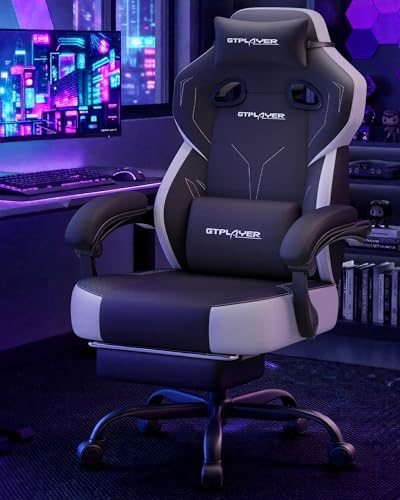 GTPLAYER Big & Tall Gaming Chair, 90°-155° Adjustable Reclining Office Seat with Footrest, Ergonomic Comfy Computer Desk Chair for Adults, Home Office Gaming Study Use, Black - Image 8