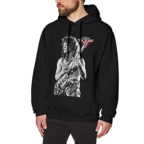 Rip Eddie Van-Halen Hoodie for Men Hooded Sweatshirt, Long Sleeve Pullover XL Black