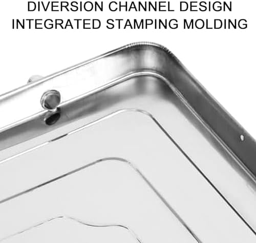 Stainless Steel Condensate Drain Pan for AC & Heat Pumps - Universal Water Collection Tray with Drain Kit, Indoor/Outdoor Use (33x15x1 in, 85x39x3 cm)