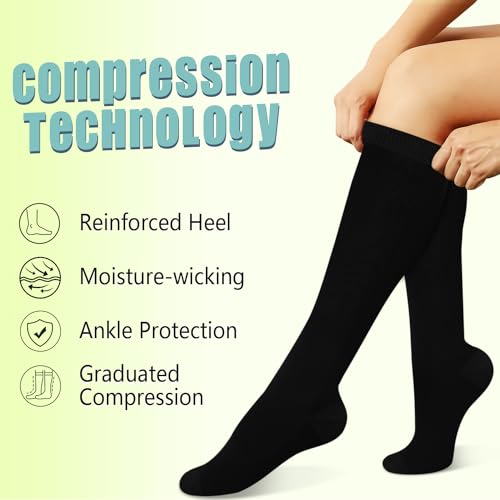 Iseasoo Copper Compression Socks (15-20 mmHg) for Men & Women - Running, Hiking, Cycling, Travel - Improves Circulation（L/XL） - Thumbnail 5