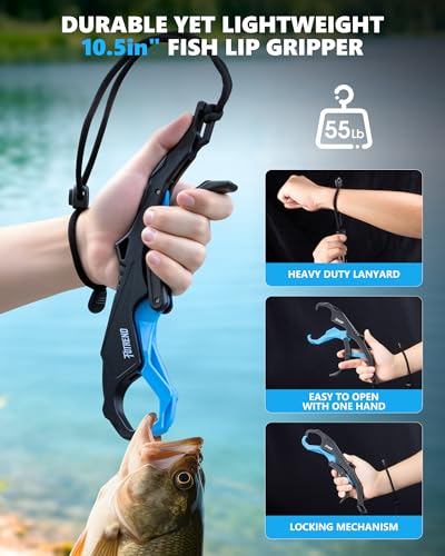 Image of Fishing Tool Kit, Fishing Gear - Fishing Plier with Sheath, Fillet Knife, Fishing Scissors, Fish Lip Gripper, Tool Retractor, Keychain Bottle Opener, Fishing Gifts for Men