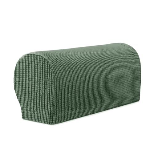 Fansu Tartán Jacquard Funda Reposabrazos Sofa, Color Sólido 1 Par de Protector de Reposabrazos Sofa, Funda para Brazos de Sofa Funda Elástica Reposabrazos Sillon Lavable (Verde Oscuro)