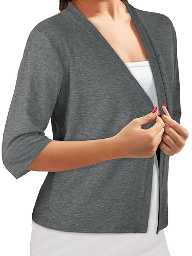 Women Open Front 1/2 Sleeve Shrug Cropped Bolero Cardigan