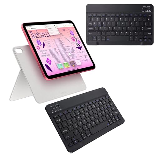 Image of Bluetooth Keyboard - 1 Year Warranty Keyboard for iPad & Tablet, Universal Wireless Keyboard Compatible with iOS, Mac, Windows, Android, 90H Battery, Rechargeable Slim Keyboard
