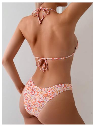 SHENHE Women's Summer Beach Random Vacation Beach Ditsy Printed Halter Bikini Set2