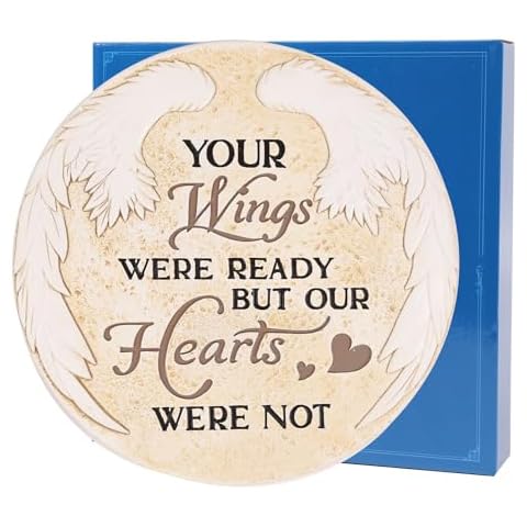 Angel Wings Memorial Graden Stones, Garden Stones in Memory of Loved Ones, Memorial Gifts for Loss of Mother Father, Memorial Stepping Stones for Outdoor Decor, Memorial Gifts Cover