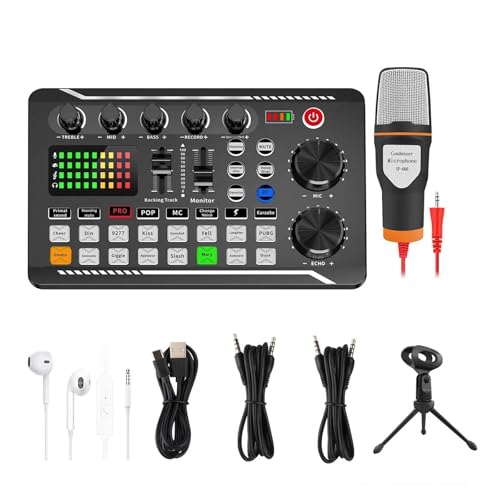 Mesa de Mezclas, Tarjeta de sonido F998 compatible con Bluetooth, grabación de estudio profesional for teléfono, PC, consola de mezclas, amplificador, mezclador de música en(DARK GRAY)