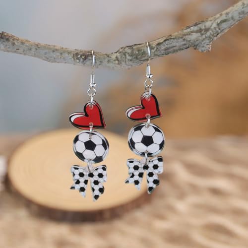 Cute Sport Ball Dangle Drop Earrings Love Heart Helmet Bowknot Tennis Football Baseball Basketball Volleyball Soccer Dangling Earrings for Women Sport Jewelry Gifts2