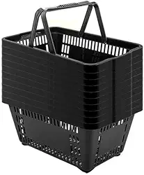 10 Cesta De Compra 16L Reforçada Supermercado Loja (Preta)