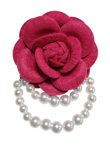 Elegante broche de perlas de imitación de flor de camelia para mujer, lazo vintage, perla, ropa, bolsa, bufanda, accesorios de decoración, Poliéster, Sin gemas.