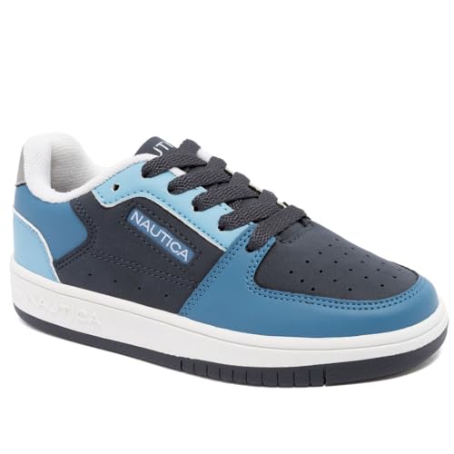 Nautica Boys and Girls Athletic Sneakers Casual Lace-Up Tennis Shoes with Cushioned Sole and Sport Performance Comfort, Little Kid/Big Kid, Navy, 4 Big Kid