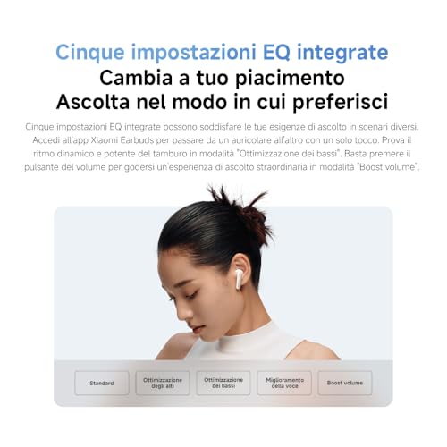 Redmi Buds 6 Active–Auricolari wireless Bluetooth semi-in-ear,Riduzione del rumore a doppio microfono,Fino a 6h+30h di durata della batteria, Bluetooth 5.4, Google Fast Pair-Blancos - Cuffia gaming - Immagine 5