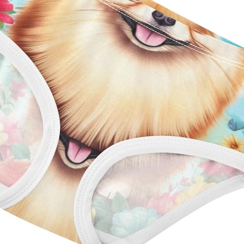 Girls Underwear Toddler 2t Cotton Girl Panties Cute Cartoon Undies Kids Briefs Cute Pomeranian Dog Colorful Flowers4