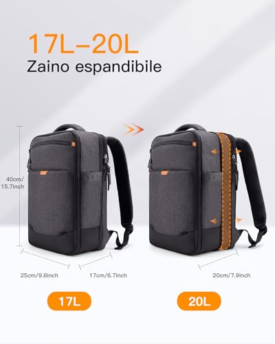 Image of Inateck 20-46.2 L Travel Backpack, Expandable Hand Luggage Backpack for Men Women Laptop Backpack Splashproof Compatible 14 /17.3 Inch Laptop and 12.9 Inch iPad for Weekender