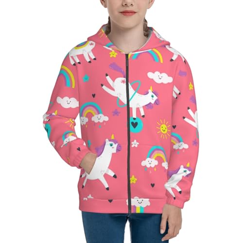 Yoga Unicorn Kid Hoodies Boys Zip Up Sweatshirts Girls Pullover with Pocket3