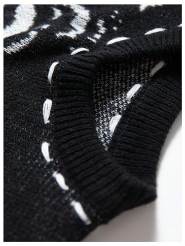 Men's Graphic Sweater Vest Crew Neck Goth Punk Distressed Sweater Grunge Ripped Streetwear Chunky Knitted Crop Top4