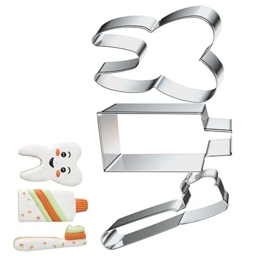 ETUCYNG Alimentos anillos de postre mousse moldes | Accesorios para hornear de 3 piezas con diseño de dientes y revestimiento antiadherente | moldes antiadherentes para pasteles, postres, amigos