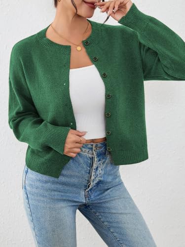 Image of Ibeauti Cropped Cardigan Sweaters for Women 2026 Trendy Spring Y2k Outfit Long Sleeve Button up Open Front Short Knit Sweater
