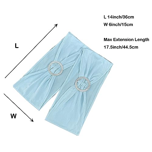 Image of Spandex Chair Sashes Bands, Baby Blue, 30PCS | Stretch Chair Ties Bows, With Buckle Slider, For Wedding Party Banquet Decoration