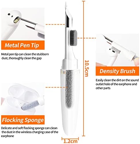 Multi-Function Airpods Cleaning Pen,Wireless Earbuds Clean Pen, Cleaner Kit for Bluetooth Earphones Case Cleaning Tools for Airpods 1/2/3/Pro(White Pen)