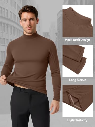 3 Pack Men Mock Turtleneck Long Sleeve Shirts Double Sided Fleece Lined Thermal Pullover Basic Undershirt Layer Top4