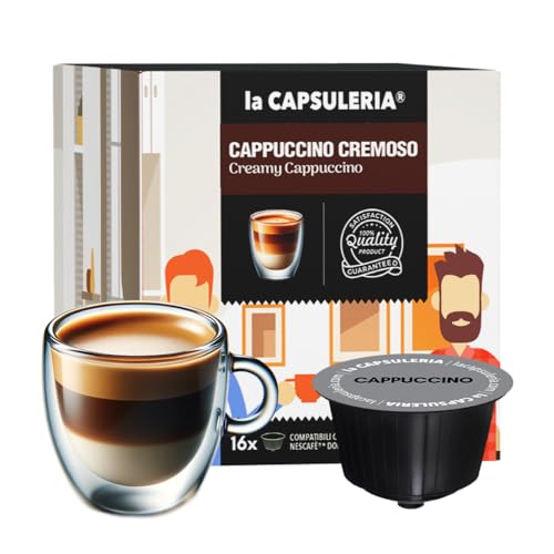 CAPPUCCINO CRÉMEUX (96 Capsules) compatible avec Nescafé Dolce Gusto, Lot de 6 x 16 Capsules (96 portions tot) - la Capsuleria