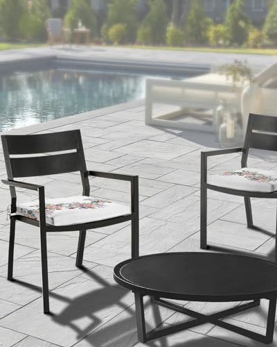 Edwiinsa Country Floral Indoor/Outdoor Seat Cushions Cover,Waterproof Patio Chaise Lounge Cushion Cover for Beach Pool Side Chair Cushions 24x24x2 Pieces Watercolor Leaves Butter-fly White