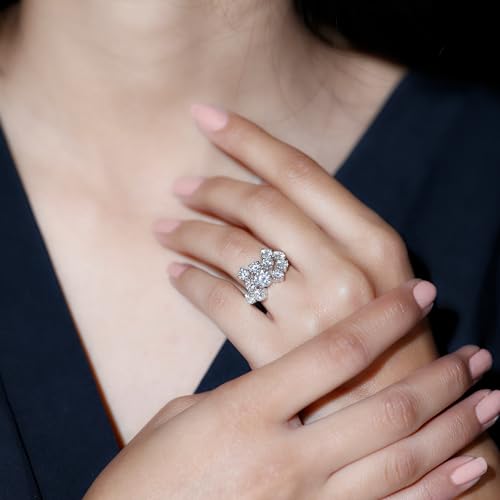 Certified Moissanite Statement Engagement Ring, D-Vs1 Quality, Moissanite Ring in Gold Plated Silver - Gift For Her4