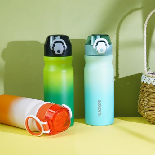 Image of BJPKPK 18 oz Water Bottle with Straw & Handle, Insulated Stainless Flask | Leak Proof Locking Lid, Thermal, Double Wall Vacuum, Keeps Hot /Cold, BPA Free, Dishwasher Safe, Travel & Sports, Sage