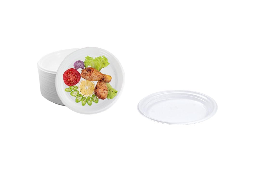 Lauroo Mehrweg-Menüteller Ungeteilt – Ø22 cm Plastikteller | BPA-freier PP Kunststoff | Spülmaschinengeeignet | Mikrowellengeeignet | Plastikgeschirr - 500 Stück