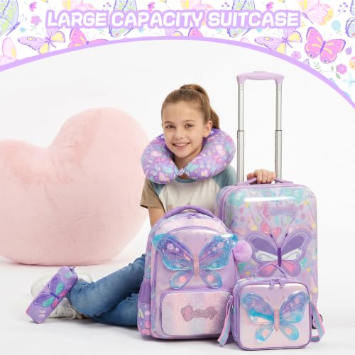 Image of Kids Luggage Set with Spinner Wheels 5 Piece 16inch Toddler Suitcase for Girls Travel Carry on Luggage Airline Approved