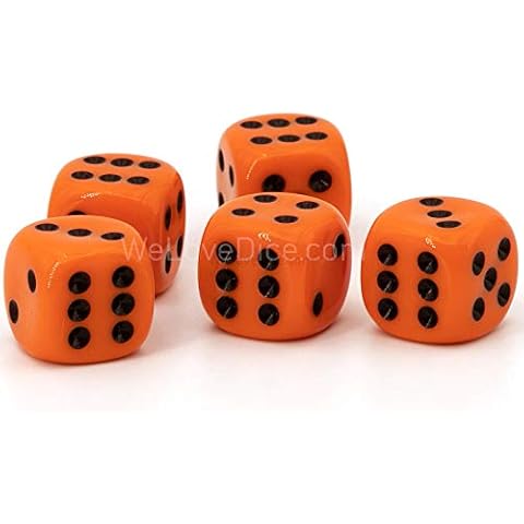 12mm D6 Dice orange / black - Made in Germany! - 10 Pcs Cover