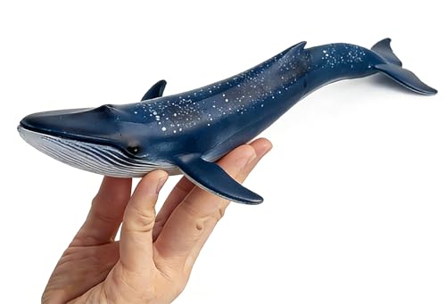 Image of SmilerSmile 10.6 inch Blue Whale Figurine Plastic Sea Creature Toy for Toddlers | Solid PVC Action Figure, Simulation Sea Animals, Educational Ocean Animal Model, Non-toxic Safe Bath Toy for Kids