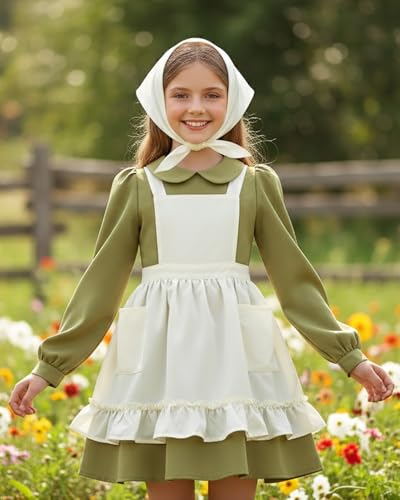 Disfraz Colonial Niña con Delantal y Pañuelo miniatura 2