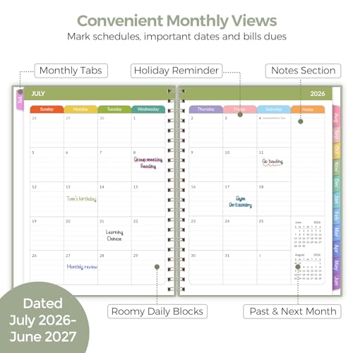 SKYDUE Teacher Planner 2026-2027 Academic Year, 8.5" x 11" Teacher Lesson Planner with Monthly Tabs & Stickers, Lesson Plan Book 26-27, Green - Image 4