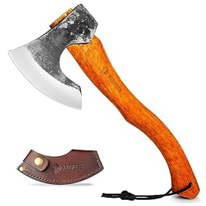 NEDFOSS Mammoth Camping Hatchet Axe, 16″ Camping Axe with 1065 High Carbon Steel & Wooden Handle, Multi-Purpose Hatchet Axe for Camping, Bushcraft and Survival, Gift for Men