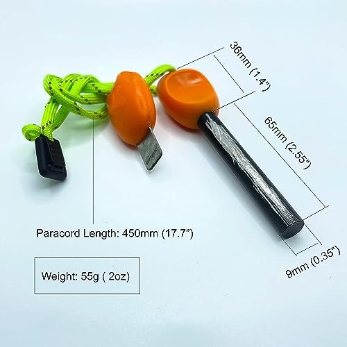 aZengear Feuerstahl, XXL Ferro Rod | Magnesium Feuerstein Outdoor für Funkenflug | Flint Steel Fire Starter | Feuerstarter Set + Paracord für Notfall, Camping, Bushcraft – Bild 4