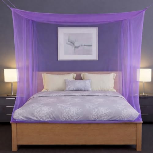 Yuvraz Mosquito Net for Bed | Foldable & Breathable Bed Net with Strong Mesh | All-Round Protection from Mosquitoes, Flies & Insects Ideal for Double/Single Bed (Purple, 6 * 6 ft)