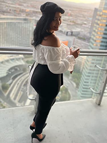 Xxtaxn Women's Casual High Waist Stretch Trousers Solid Pencil Pants With Tie Black #TOP1