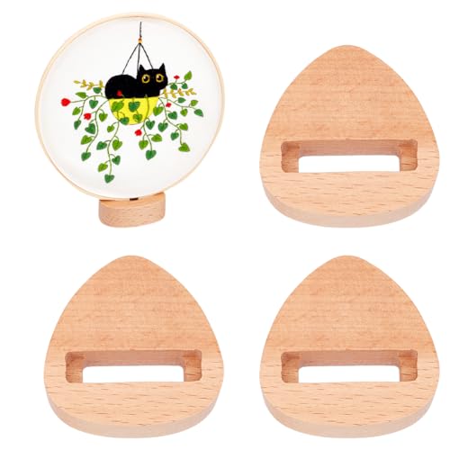 Image of OLYCRAFT 4pcs Embroidery Hoop Display Stand Triangle Wood Base 2.2 x 2.2 Inch Embroidery Hoop Wood Hoop Easels Embroider Hoop Holder Accessories for Embroider Cross Stitch Stand Decor