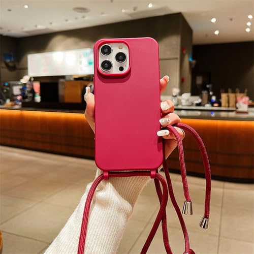 Coque silicone TPU souple iPhone 15 antichoc avec cordon rouge
