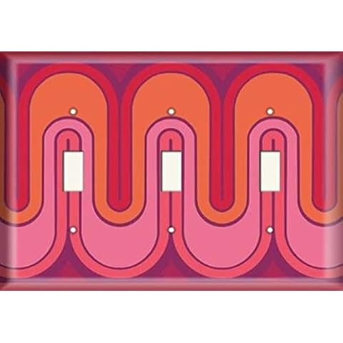 SnazzySwitch Red Retro Waves Decorative Light Switch Cover - Triple Toggle Wall Plate Cover