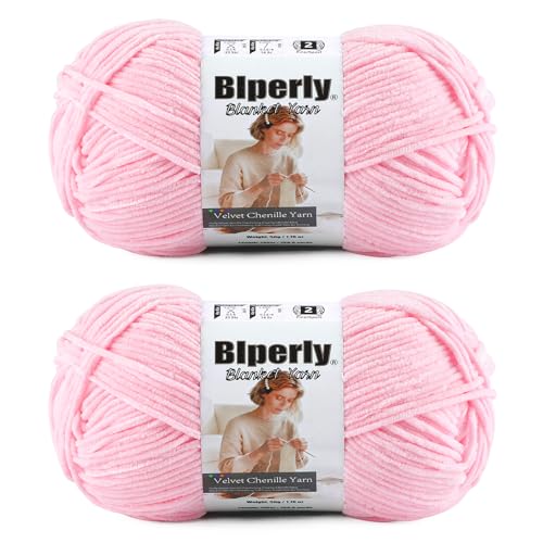 Image of Skinny Chenille Yarn for Crocheting, #2 Pink Thin Baby Blanket Plush Yarn | 2 Pack of 158 Yds, 1.7 Oz Sport Fingering Weight Fine Yarn, Soft Fluffy Velvet Yarn for Crochet knitting Blankets, Amigurumi