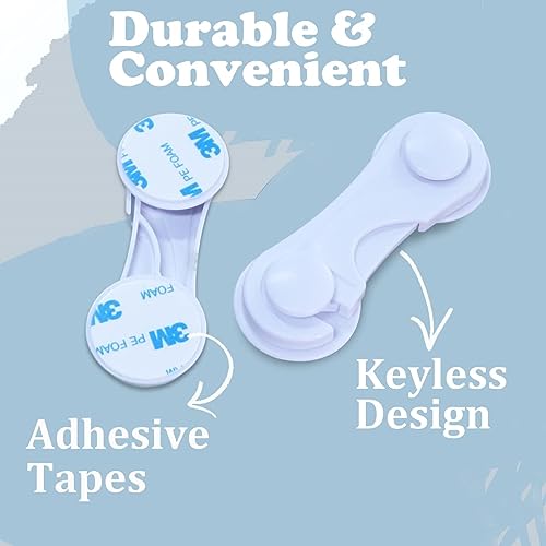 RYMAUP® 6er Pack Kindersicherheitsschrank Schubladen, Schrank- und Schubladensperren, Starkes Klebeband, Kein Bohren, Langlebig, Weiß, Ideal für Möbel, Küche, Schranktür