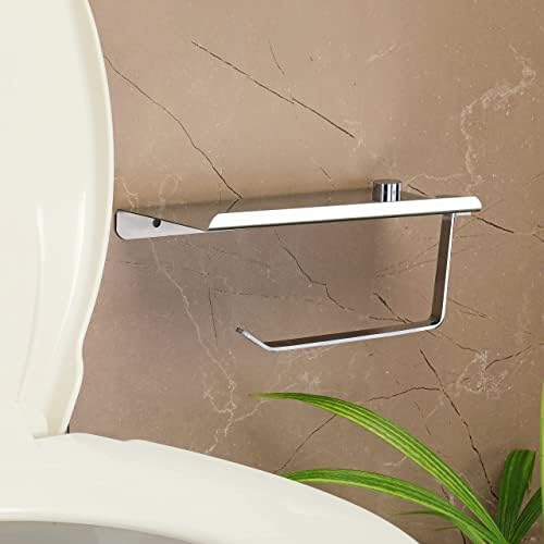 Image of FORTUNE Stainless Steel Toilet Paper Napkin Holder with Mobile Phone Stand - Bathroom Accessories (Chrome Finish) - Pack of (1)